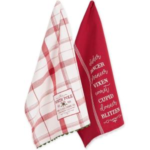 image:imageDII Vintage Christmas Tea Towels Decorative Holiday Kitchen Dish Towel Set 18x28 Tartain Plaid amp Thin Red Stripe 2 PieceNorth Pole Plaid
