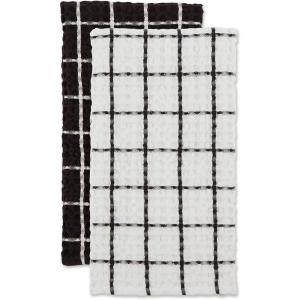 image:imageDII Washed Waffle Collection Oversized Preshrunk Ultra Absorbant Dishcloth Set 12x12 Stone 6 PieceBlack
