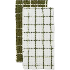 image:imageDII Washed Waffle Collection Oversized Preshrunk Ultra Absorbant Dishcloth Set 12x12 Stone 6 PieceSage