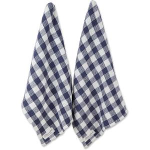 image:imageDII Washed Waffle Weave Collection Dishtowel Set 18x28 Black Check 2 PieceDenim Check