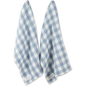 image:imageDII Washed Waffle Weave Collection Dishtowel Set 18x28 Black Check 2 PieceDusty Blue