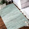 image:imageDII Chindi Home Collection Cotton Handwoven Slim Stripe Area Rag Rug 4x6 AquaAqua