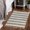 image:imageDII Woven Rugs Collection HandLoomed with Fringe 2x3 Stone TexturedBlack Ticking Stripe