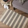 image:imageDII Woven Rugs Collection HandLoomed with Fringe 2x3 Stone TexturedBlack Ticking Stripe