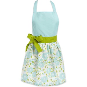 image:imageDII Womens Cotton Skirted Kitchen Apron for Cooking Baking amp Crafts Adjustable with Generous Waist Ties Aqua Daisy One Size